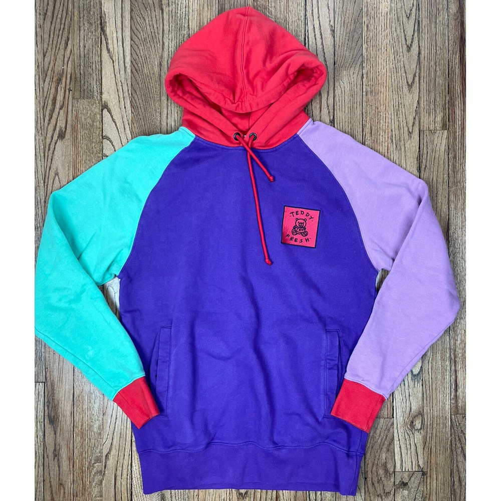 Teddy Fresh Original Pastel Color Block Sweatshirt Hoodie Men's Sz Medium‎